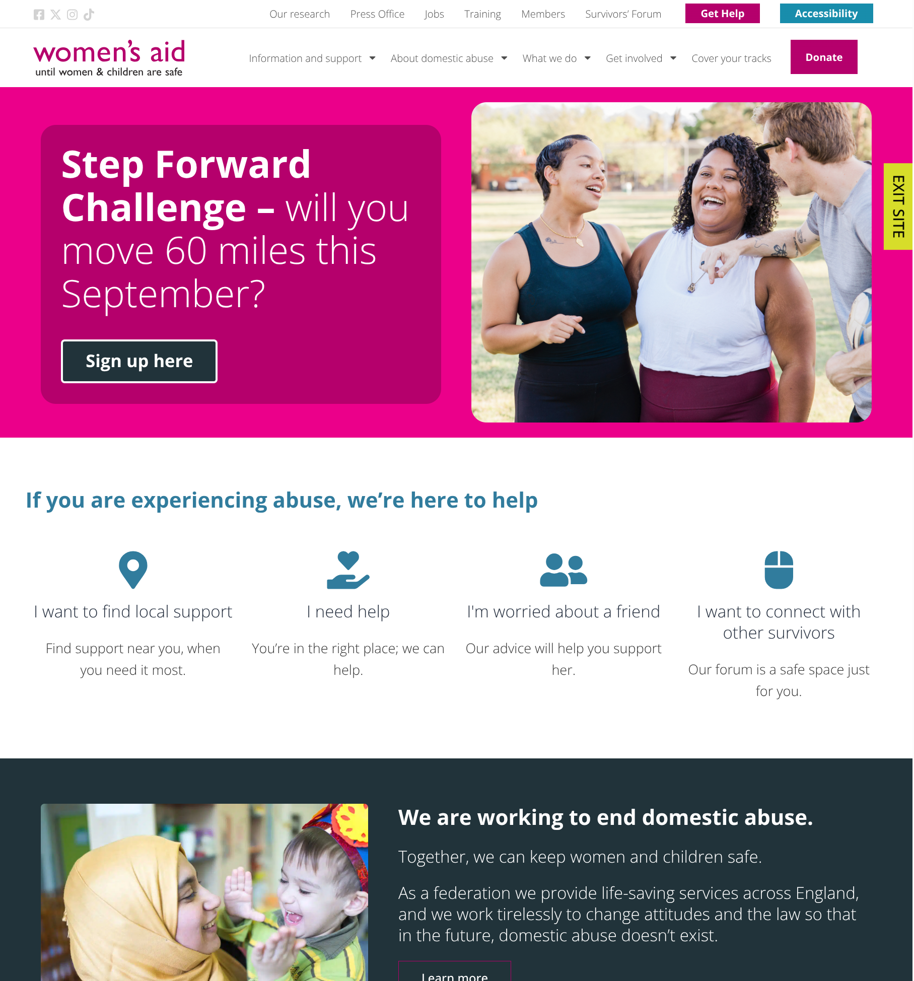 Women'a Aid home page